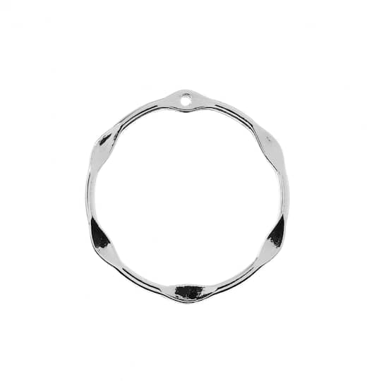 John Bead; John Bead 33mm Silver Semi-Hammered Circle Beadwork Pendants, 3ct.; Category:Bead Kits; Image:1